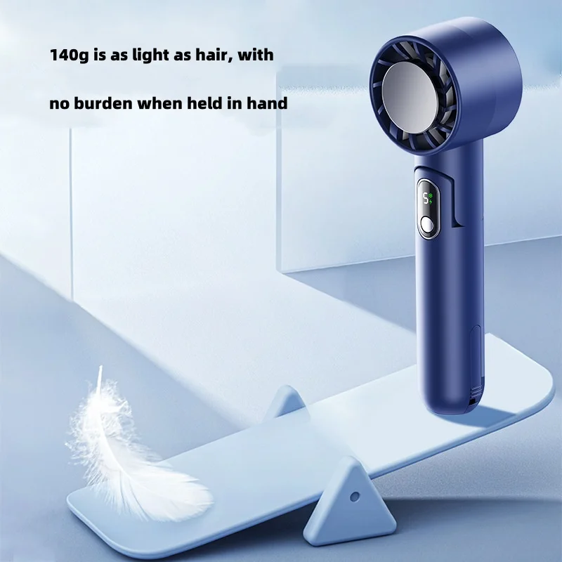 Refrigeration Handheld Fan Portable Power Bank Desktop Can Be Vertically Hung with Usb Folding Small Fan Digital Display image 4