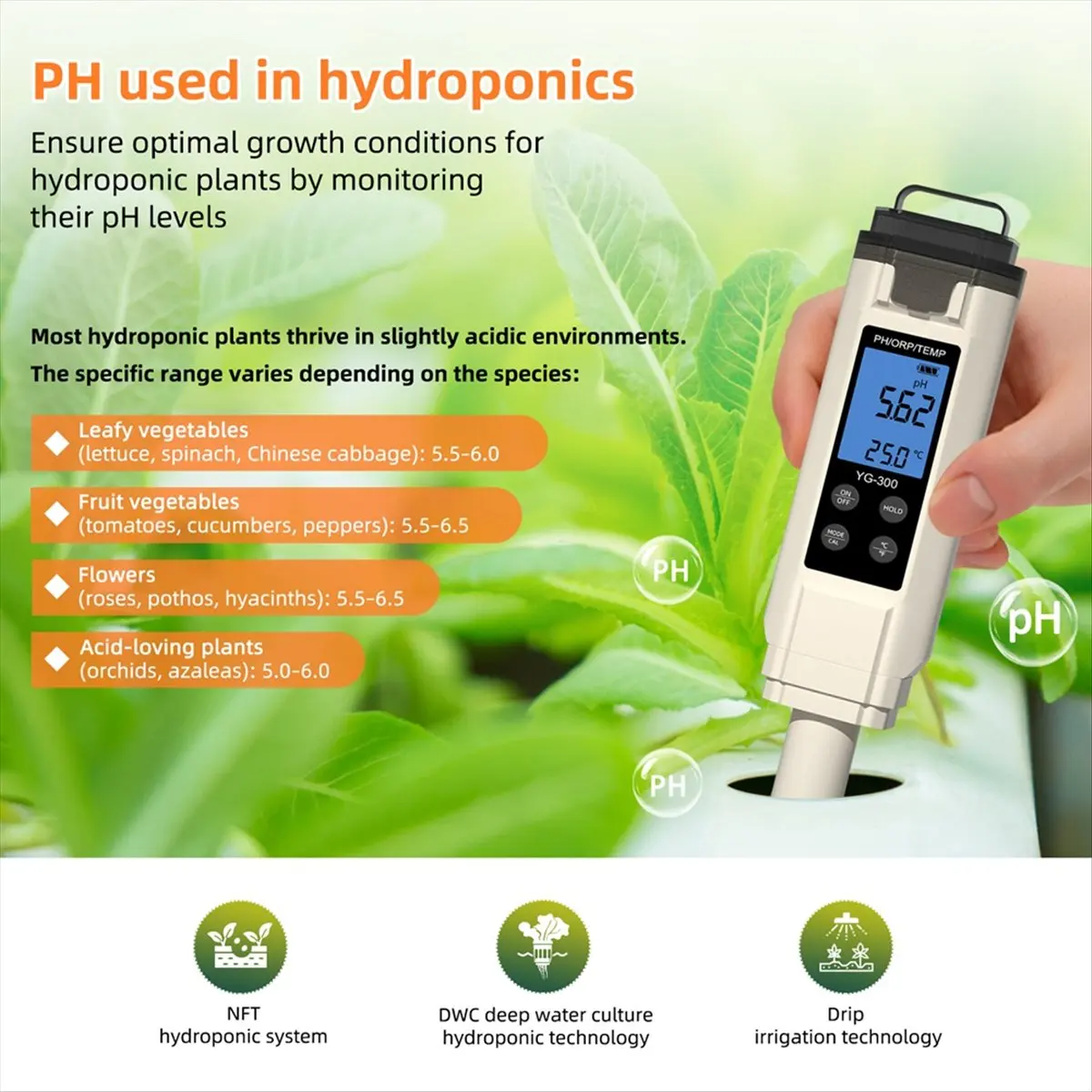 DT81 YG-300 Water Tester PH ORP Temperature Tester Temp Meter Aquarium Pool Hydroponics Drinking Water Quality Detector