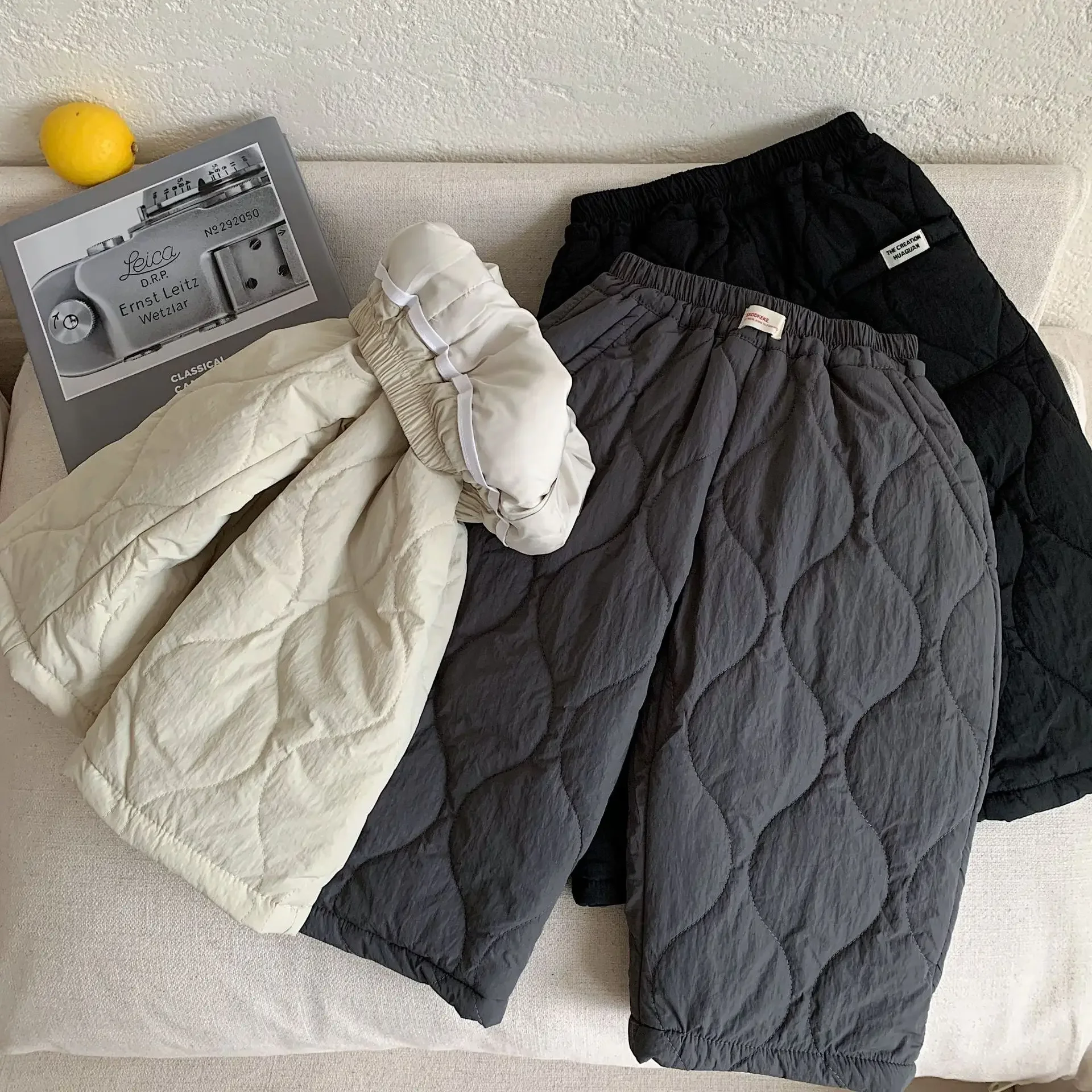 

2-7Y Winter Kids Pants Thicken Lining Boys Pants Korean Style Girls Elastic Waist Trousers Warm Pants for Boys Girls Outwear