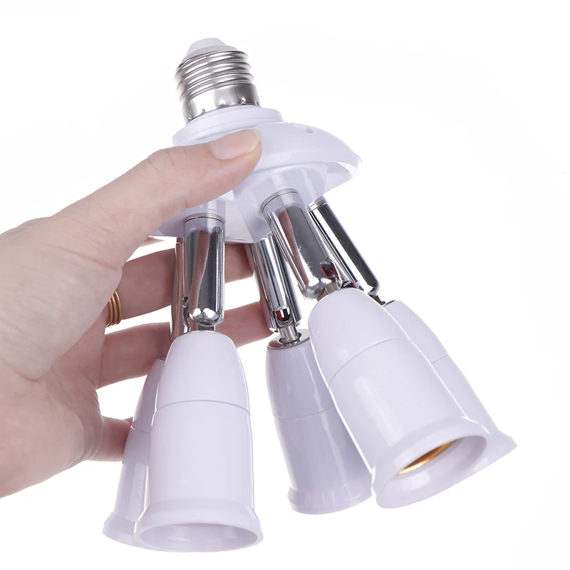 White Extension Light Adapter E27 Splitter Lamp Bulb Socket Improvement Lighting Holder Conversion For Workshop Warehouse