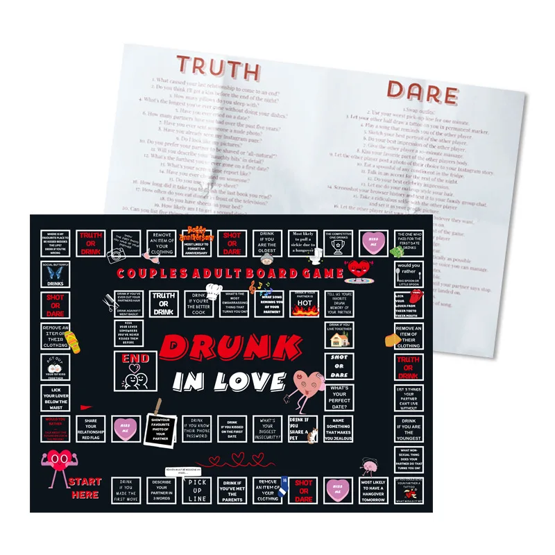 لعبة الأزواج للبالغين، لعبة التاريخ الليلي، ألعاب الطاولة الإبداعية في حالة سكر في الحب