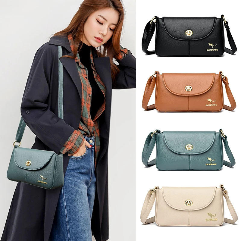 Fashion Brand Designer Lock Flap Shoulder Bag Blue Black Beige High Quality Leather Women Crossbody Bag Luxury Female Handbag