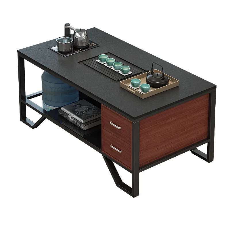 Fiery stone kung fu coffee table, sofa coffee table combination, small apartment business meeting guests can store office sofa
