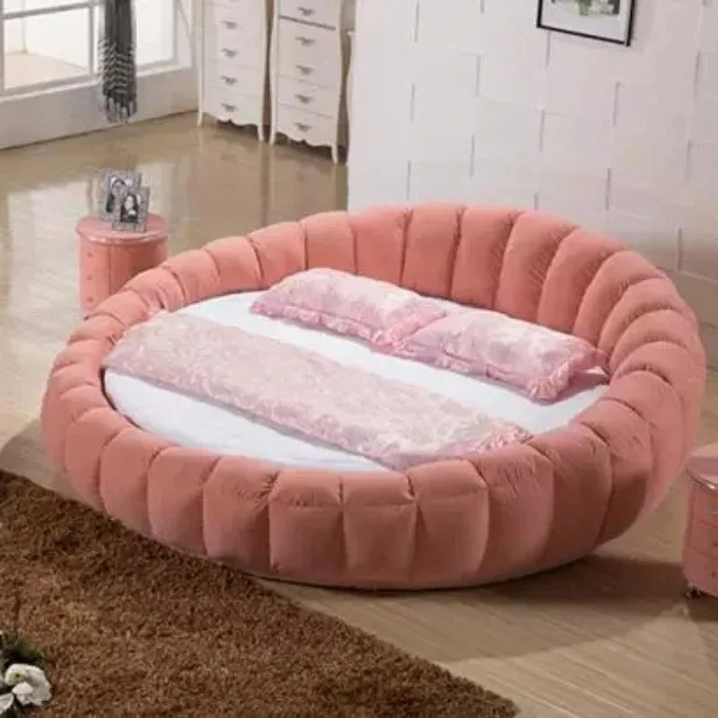 Princess Bedroom Bed Double Adults Modern Queen Size Bed Round Floor Muebles Para Dormitorio Italian Furniture Luxury