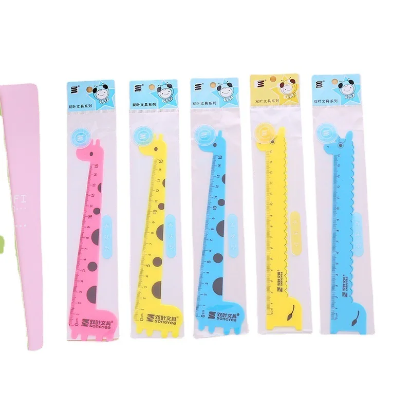 2 Pcs Giraffe Ruler Kawaii Accessories Cute Ruler Novelty Stationery Patchwork Ruler of Drafting Rules Kids Stationery