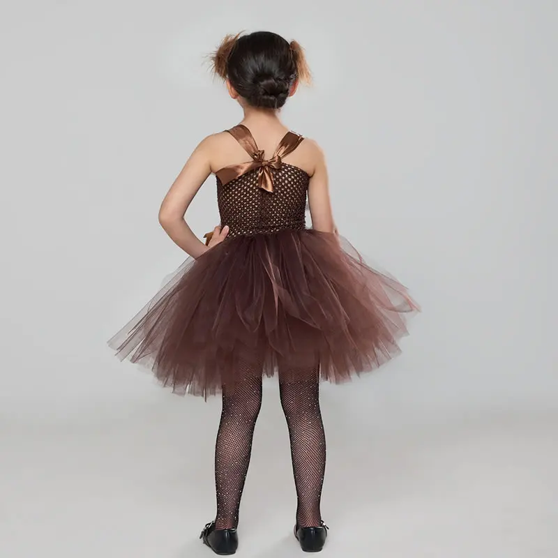 Halloween Costume For Teen Girl Plush TUTU Dress Carnival Native American Festive Kid Sling Up TUTU Lace Frock Clothes