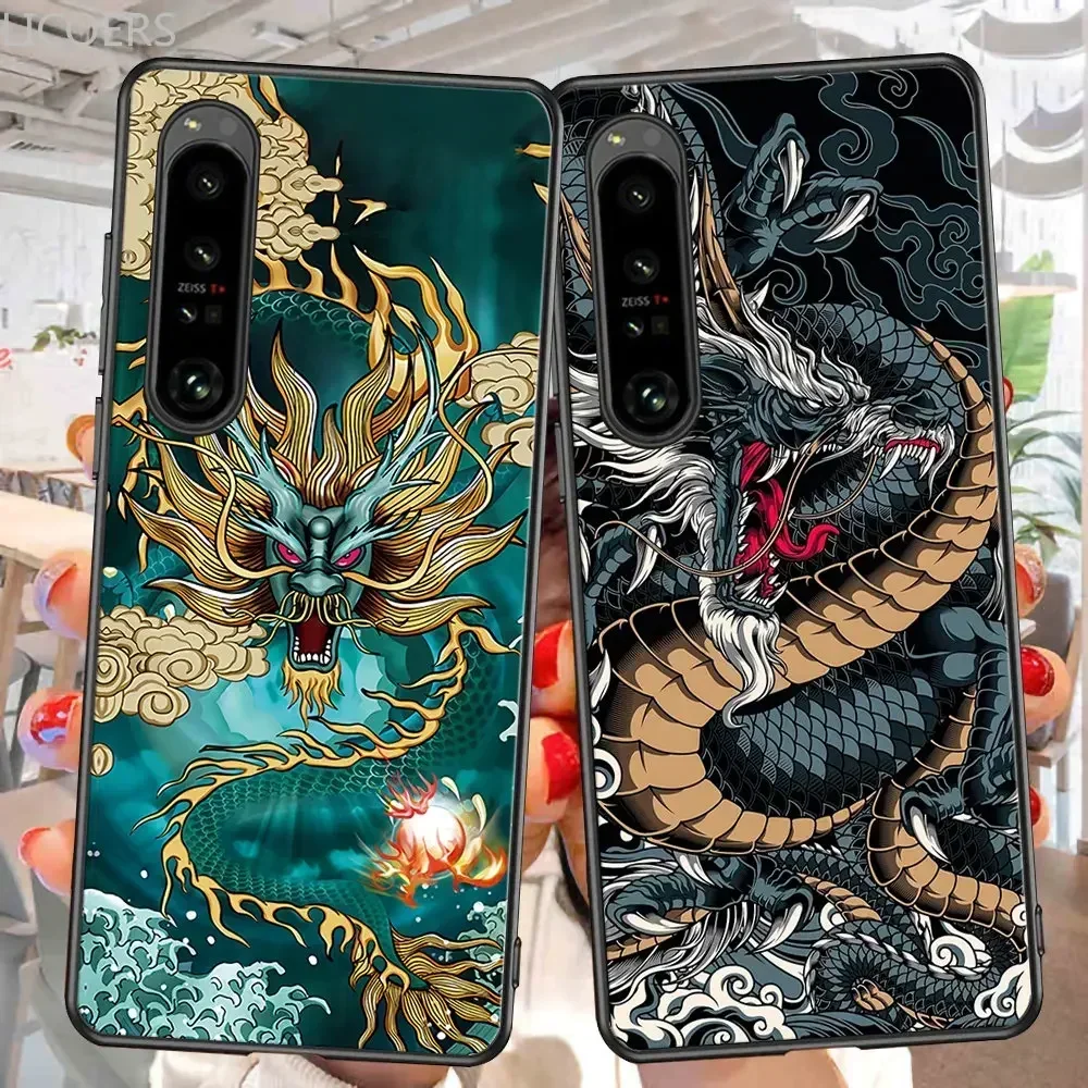 Dragon Case for Sony Xperia 10 5 1 VI V IV III II Ace Pro-I 8 XZ Cover Soft Matte Silicone Shockproof Cute Pattern Shell Fundas