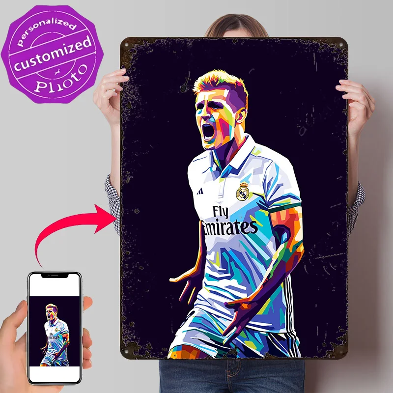 Toni Kroos 3D Texture Printed Poster Custom Vintage Metal Tin Plate Sign for Wall Art Home Decor Room Accessories House Items