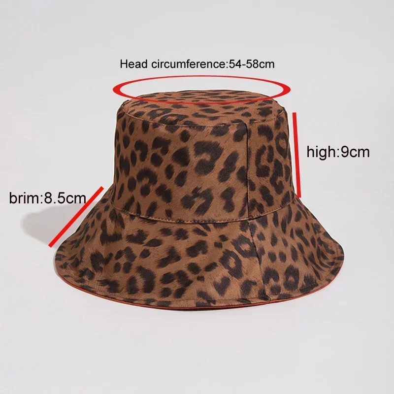 2024 Two Side Leopard Bucket Hat for Women Reversible Panama Travel Sun Hat Summer Ladies Beach Sun Protection Fisherman Hats