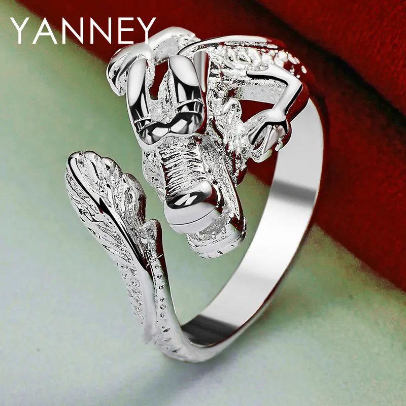 925 Sterling Silver Fine Engraved Chinese Dragon Open Ring Jewelry Men Women For Fashion Engagement Accessories Party Wedding