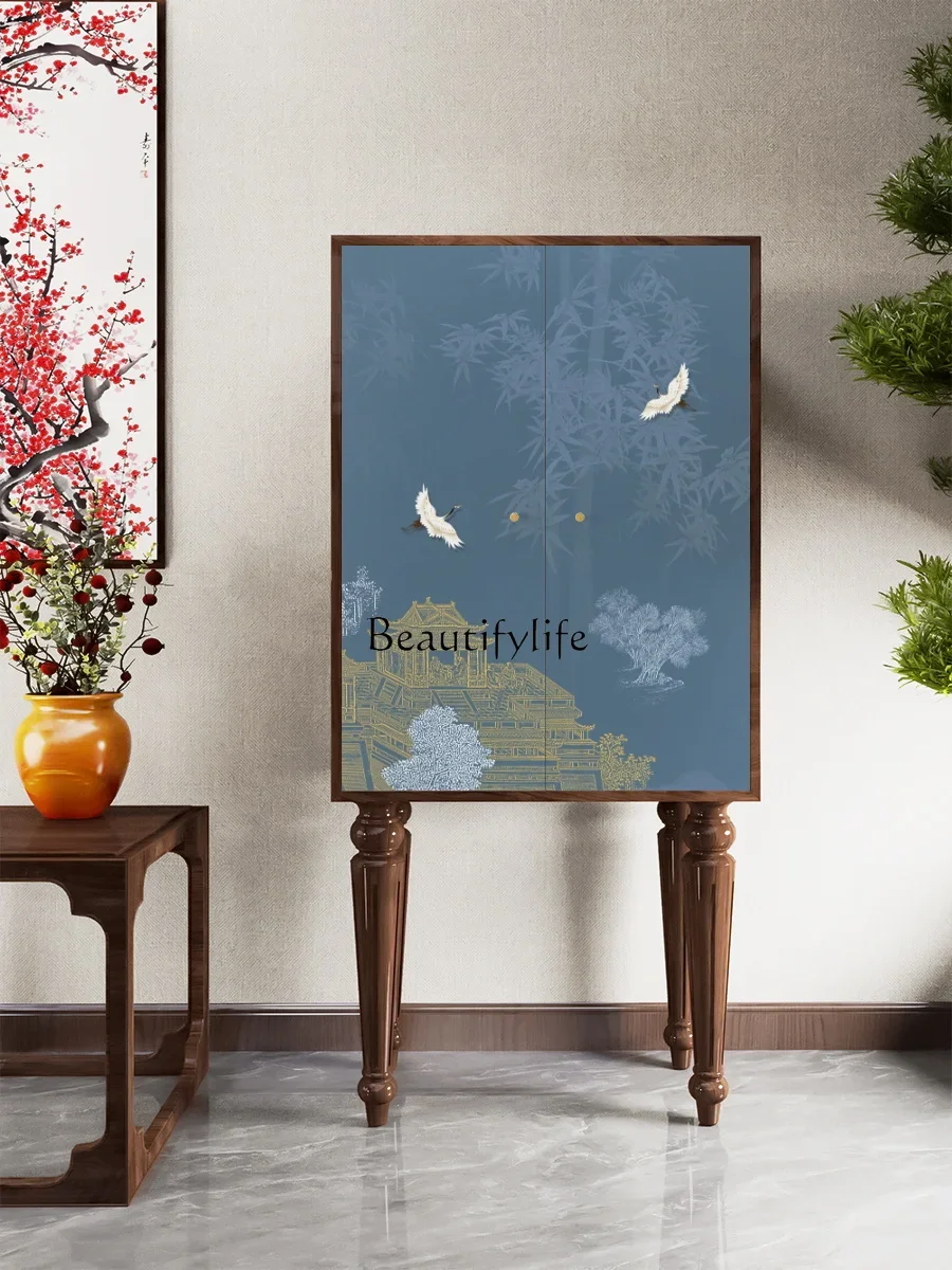 

GG8Solid Wood Chest of Drawers Mid-Ancient Storage Multi-Functional Home Wall High Foot Cabinet