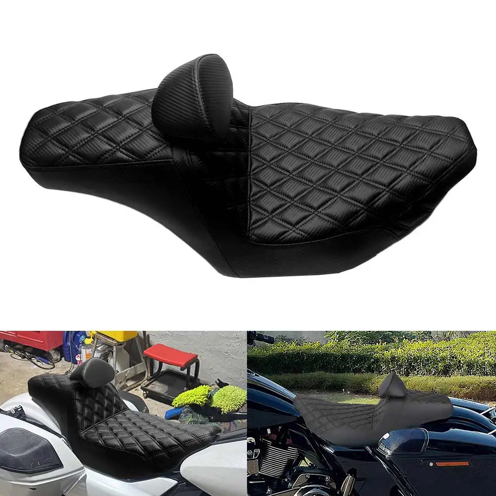 

Motorcycle 2-Up Driver Passenger Seat with Backrest Cushion For Harley Touring Road Street Glide CVO Limited FLHXSE FLTRXSE