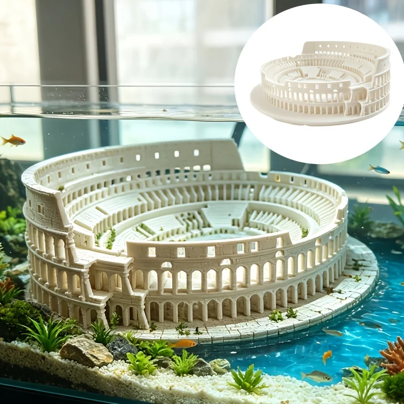 Vintage Roman Colosseum Aquarium Ornament 3D PrintFish Tank Underwater Decor Ancient Arena Mini Building Model Desktop Figurines