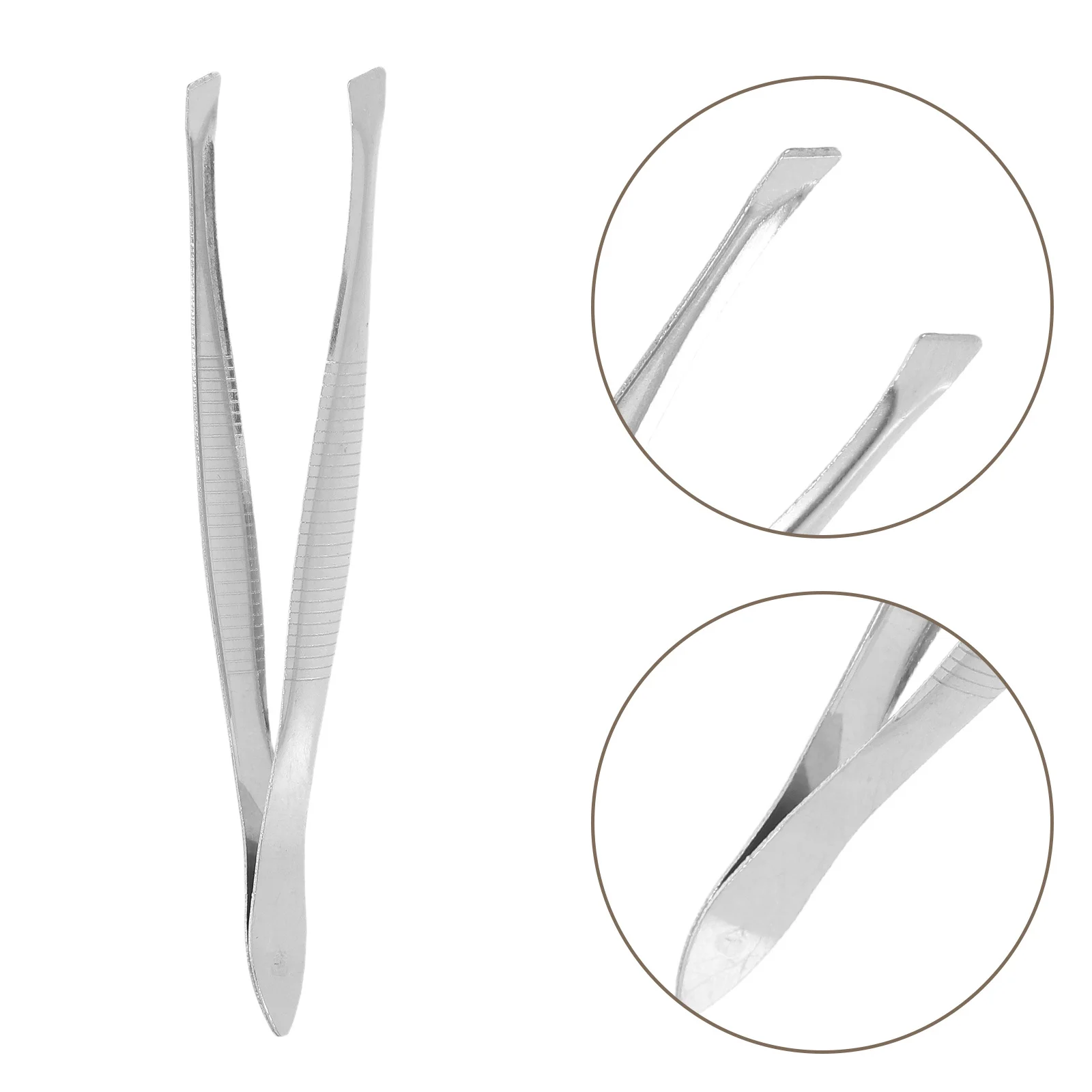 2Pcs Stainless Steel Eyebrow Clamp Perfectly Aligned Tips Hair Removal Tweezers Safe Design Portable Makeup Tool