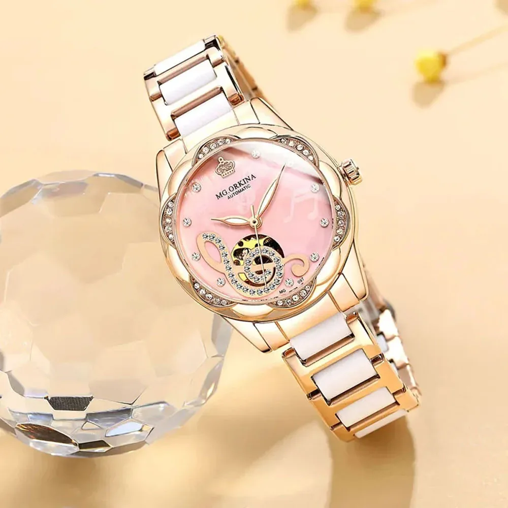 Mechanical Watch Women's Fashion Brand Ceramic Watch Casual Design Classic Women's Clock Birthday Gift Relogios Feminino 2024