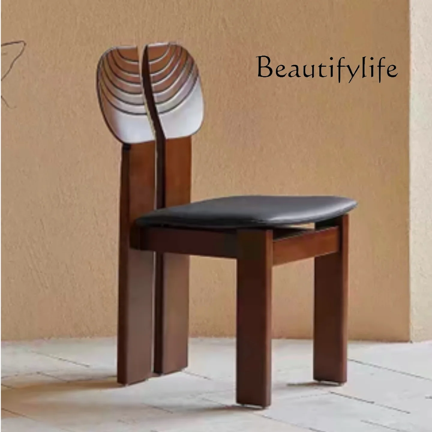 

French retro dining chair medieval solid wood living room dining room cafe casual backrest niche designer