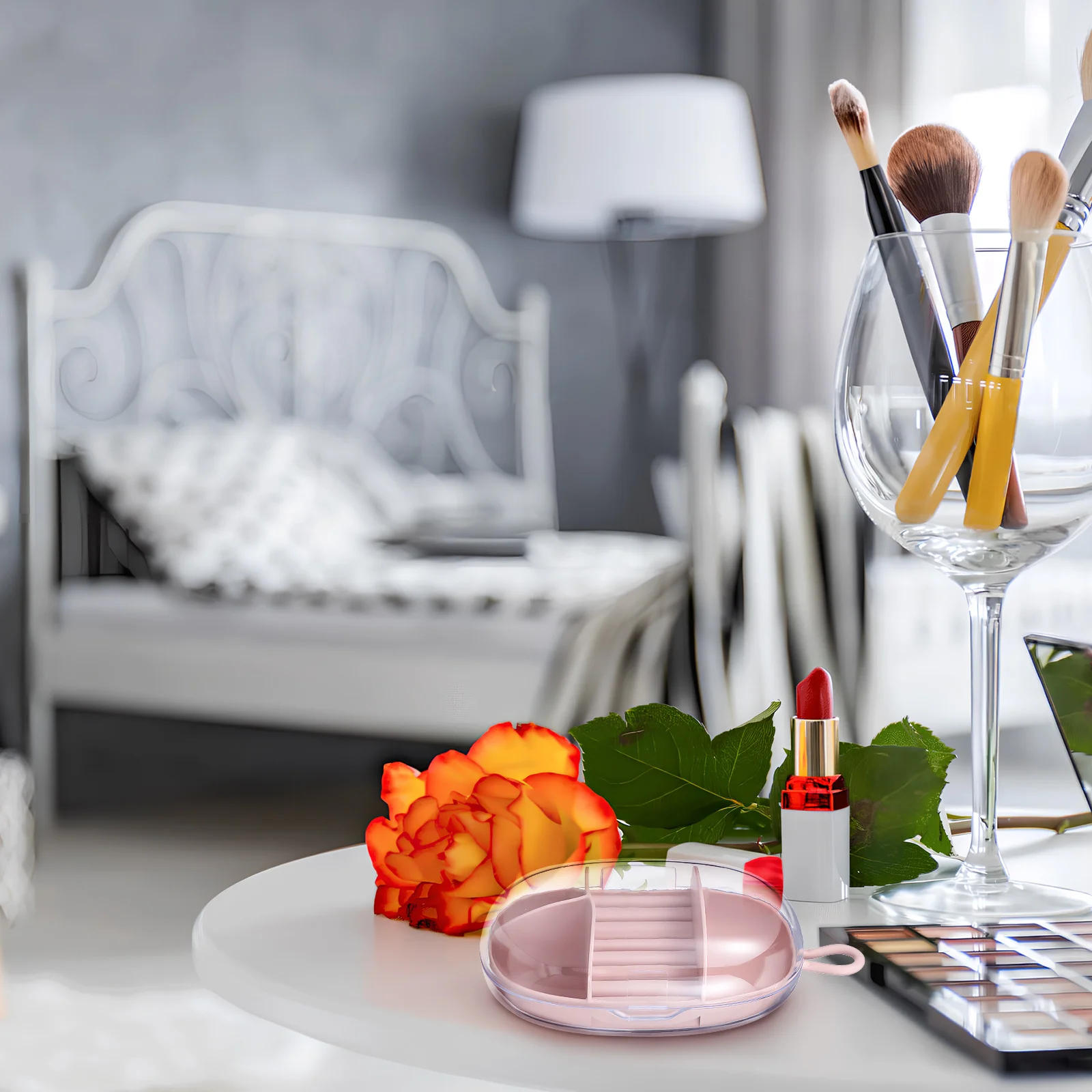 

Travel Jewelry Box Portable Small Storage Case With Ring Rolls Clear Top Compartment Lightweight Organizer For Women Trip