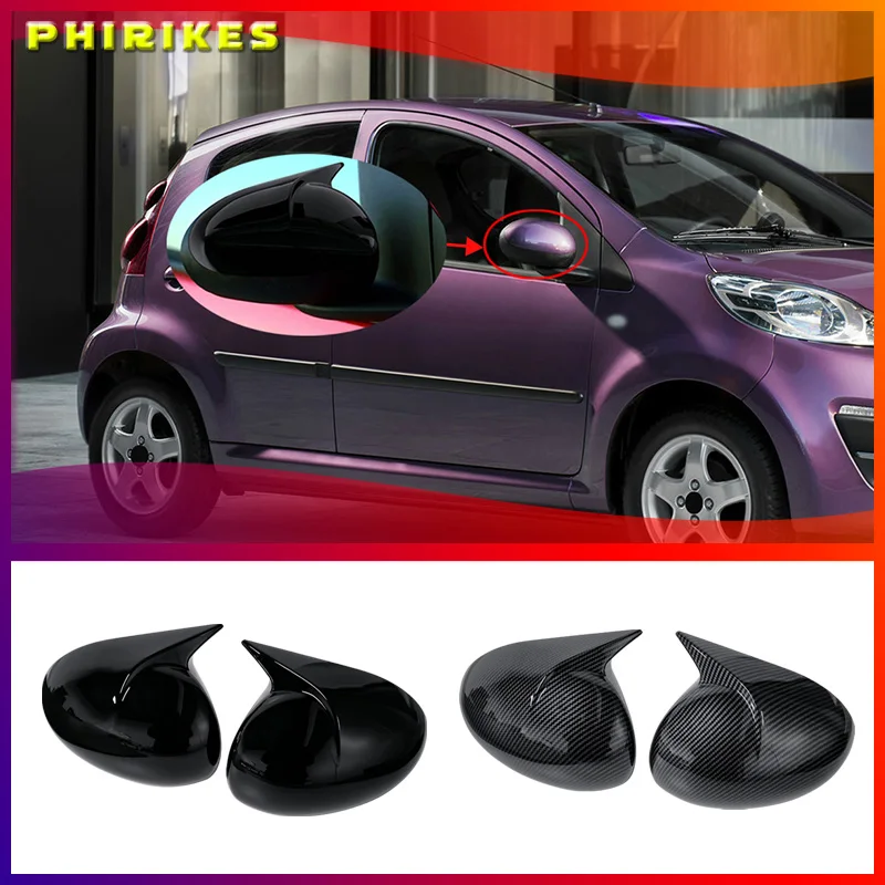 Rückspiegel-Abdeckkappen, Ochsenhorn-Abdeckung, passend für Peugeot 107, Toyota Aygo 107CC, Citroen C1 2005-2014, Zubehör