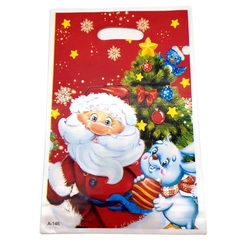 10pcs Christmas Gift Bags Santa Claus Elk Xmas Tree Candy Bags Christmas Decorations for Home Loot Bag New Year Party Bags Favor