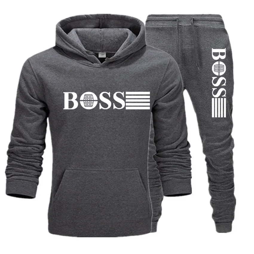 A Two-piece Set of Autumn and Winter Fitness and Casual Sportswear for Men and Women, Featuring a Fashionable Hooded Sweatshirt