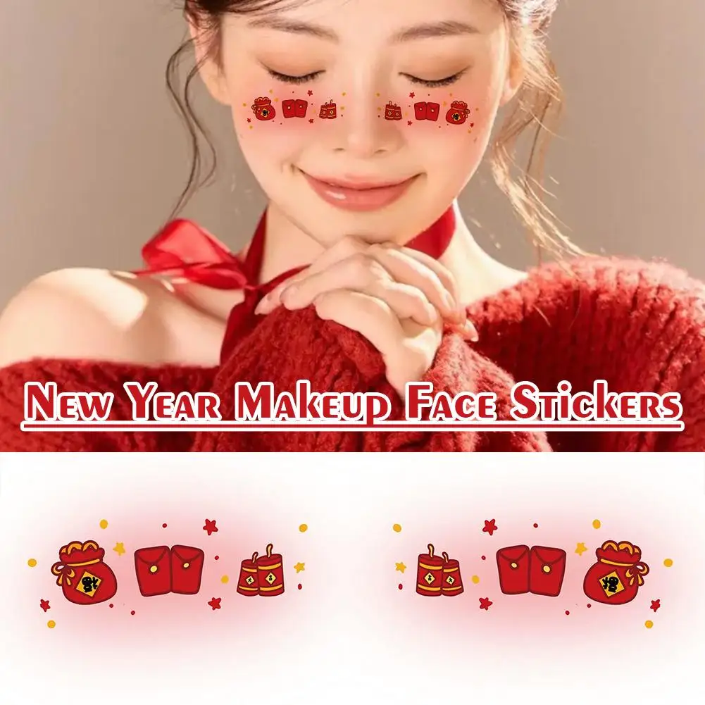 

Лунные новогодние наклейки для лица, временные праздничные украшения для макияжа для взрослых и детей, цельные милые наклейки для лица