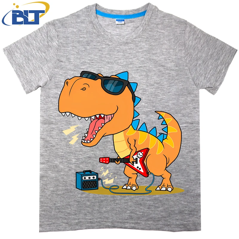 Cooles T-Shirt mit T-Rockstar-Print, kurz ärmel iges Freizeit oberteil aus Sommer baumwolle, geeignet für Jungen und Mädchen