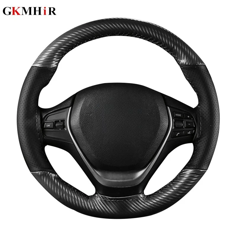 15 inch/38 cm Soft Fiber Leather Car Steering Wheel Cover Anti-slip Steering-Wheel Braid Stitch On Wrap With Needle Thread