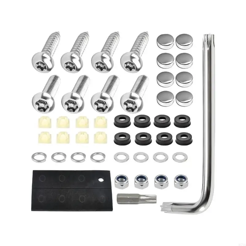 US License Plate Screw Replacement Mounting Hardware Set, Metal and Plastic Plate Fastener for Installation Upkeep D7YA