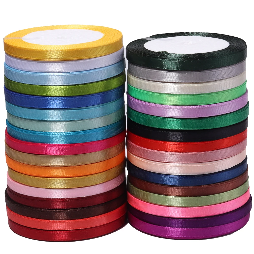 25 Yards/Lot 33 Farben 6mm Seidensatinbänder DIY Handgemachte Schleifen Haarnadeln Geschenkverpackung Weihnachten Hochzeit Party Dekorationsbänder – Detail 5