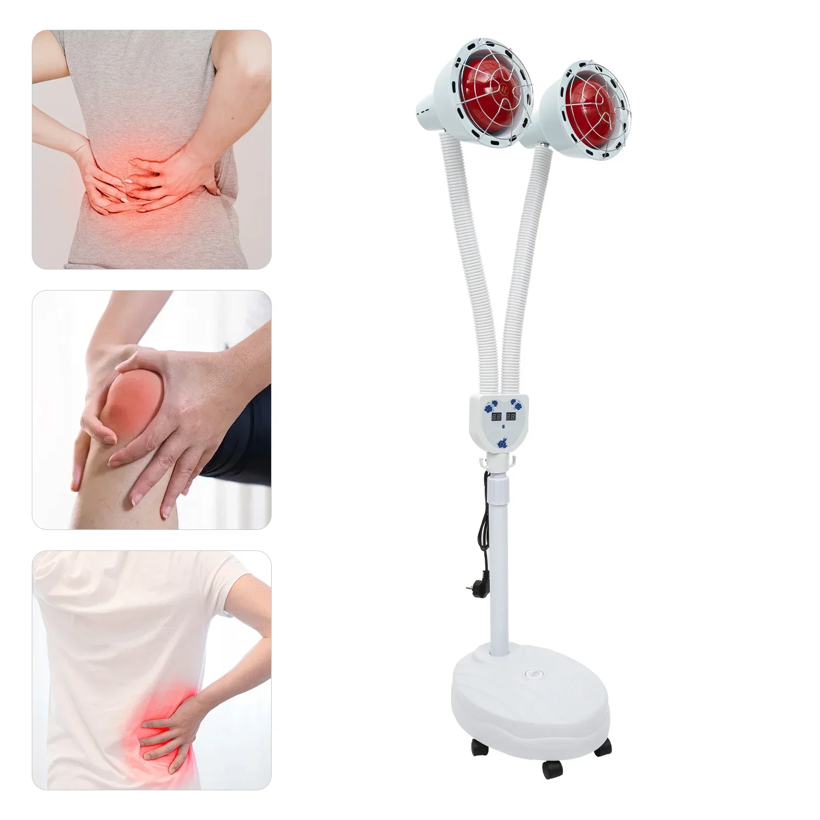 

YIYIBYUS 275 Double Infrared Therapy Lamp 360° Adjustable Temperature Heat Lamp with 6 Universal Wheels Tens