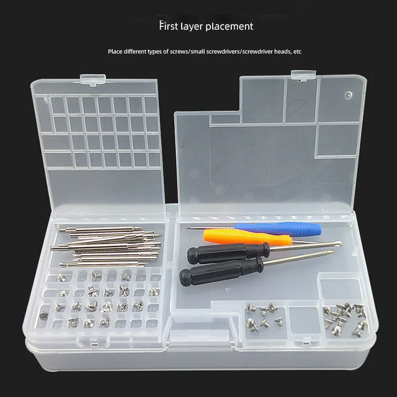 Double-layer Electronic Transparent Plastic Component Storage Box Screw Accessories  Phone Repair Motherboard IC Collector view 6