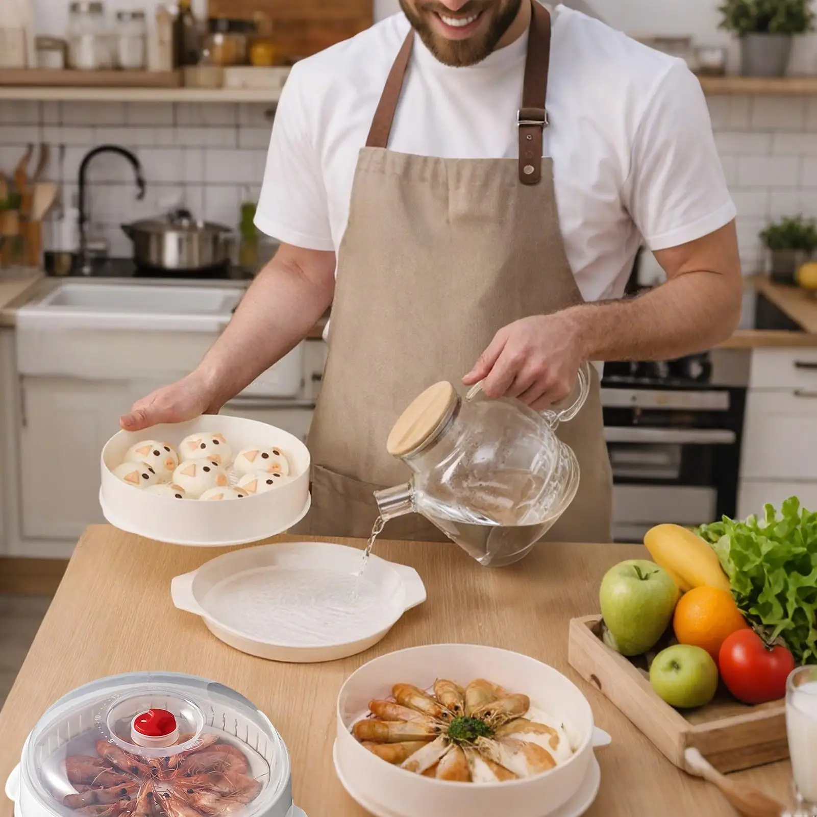 

Микроволновая печь-пароварка для овощей, посуда для приготовления на пару, микроволновая печь-пароварка с крышкой и подносом для овощей, риса, яиц, пельменей, лапши