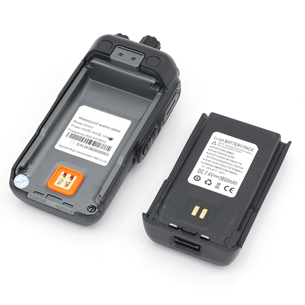 Портативная рация W393 дальнего действия, водонепроницаемая, IP68, 10 Вт, 400-470 МГц