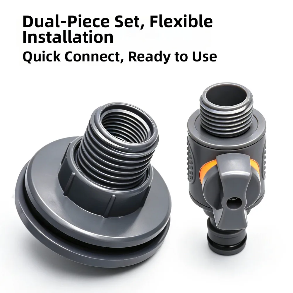 IBC Water Tank Adapter Garden Hose Connector With Valve Collection Connector Kit Quick Installation Leak-proof Connector Kit