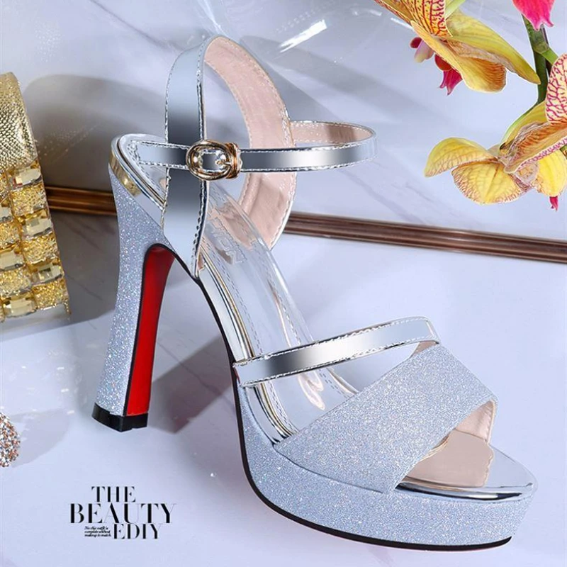 Luxury Women\'s Pumps Peep Toe Sexy Women Sandals High Quality Fish Mouth Shoes 11.5CM High Heels Shoes Women sandalias de mujer