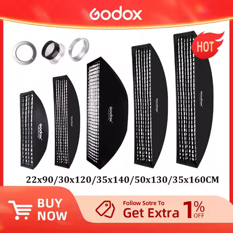 Godox 22x90cm 30x120cm 35x160cm Rectangle Strip Honeycomb Grid Softbox for Bowens Elinchrom Mount Studio Flash Softbox