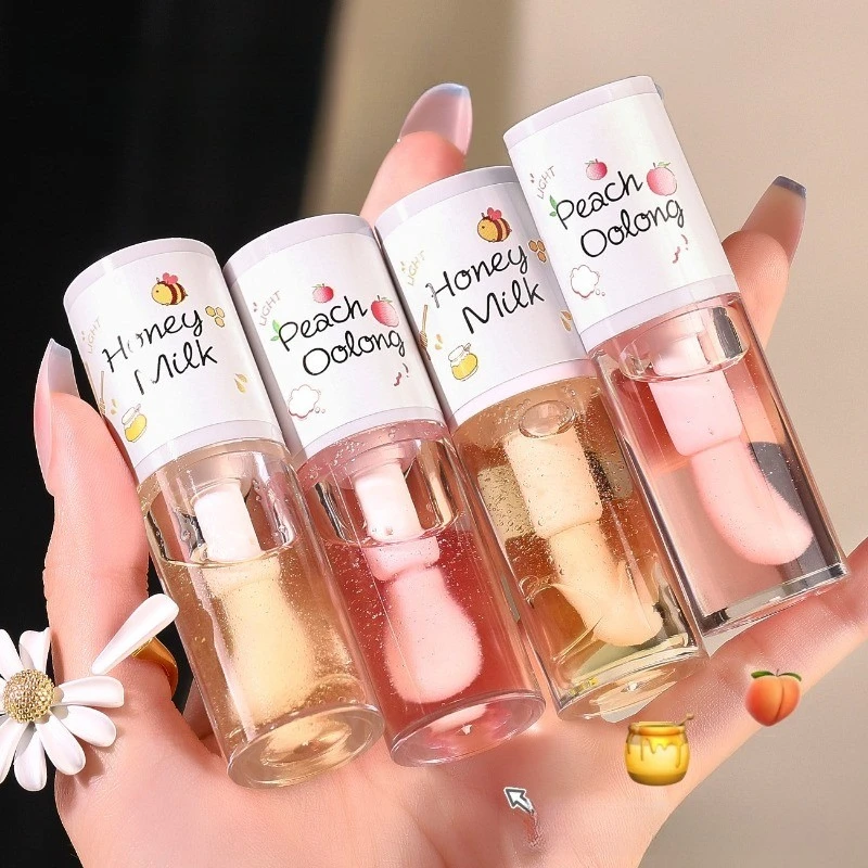 Maquillaje, Cosméticos de belleza coreanos, brillo de tinta labial, crema hidratante para labios, lápiz labial de gelatina, bálsamo hidratante de aceite brillante, cepillo labial grande