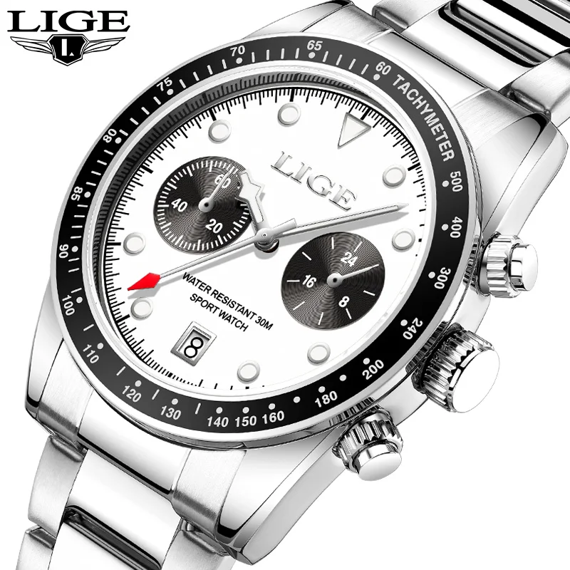 LIGE Luxury Watch for Man Waterproof Luminous Date Luminous Stainless Steel Men Watch Casual Quartz Men\'s Watches Male Clock+Box