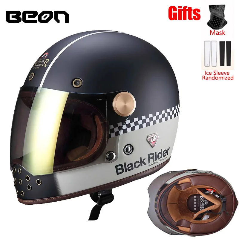 

Full Face Helmet Motocross Carbon Fiber BR50 Glassfiber Vintage Motorcycle Professional Retro Helmets DOT ECE Approval