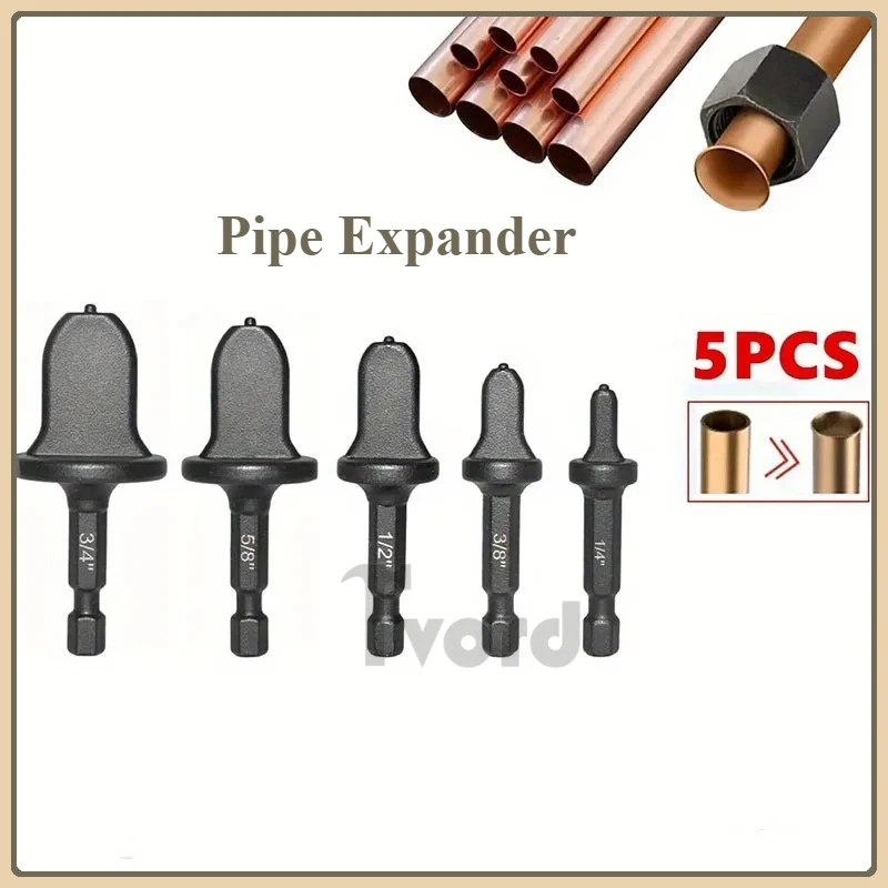 5Pcs Tube Pipe Expander Hexagonal Handle Metal Copper Pipe Takeover Tool Air Conditioner Repair Electric Drill Bit Flaring Tool