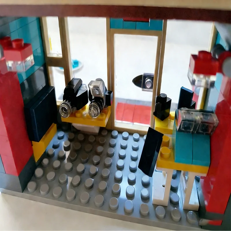 856 PCS 모듈식 건물 아파트 타워(전자제품 매장 포함) MOC 맞춤형 모듈식 빌딩 블록 DIY 소년용 휴일 장난감 선물