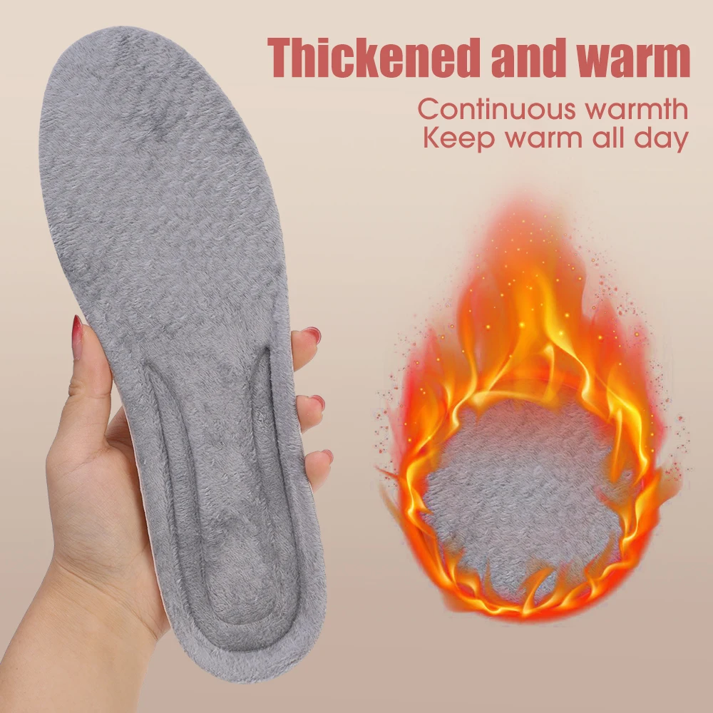 Winter Self Heated Plush Insoles 2/4pcs Thicken Breathable Warm Inserts Shock-absorbent Chill-proof Women Men Absorbent Insoles