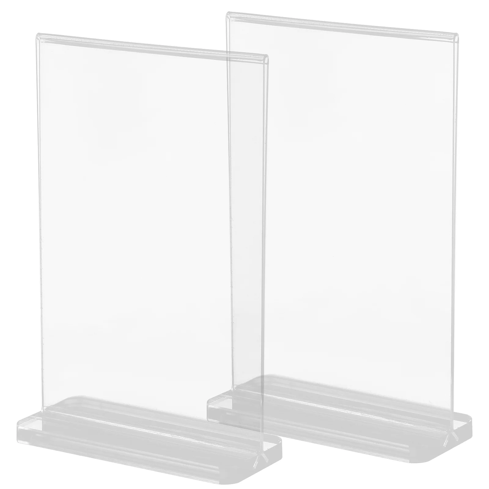 2 Pcs Acrylic Display Stands 10x15cm T Shape Sign Holders Clear Menu Easel Bracket Document Frame for Restaurant Office Home