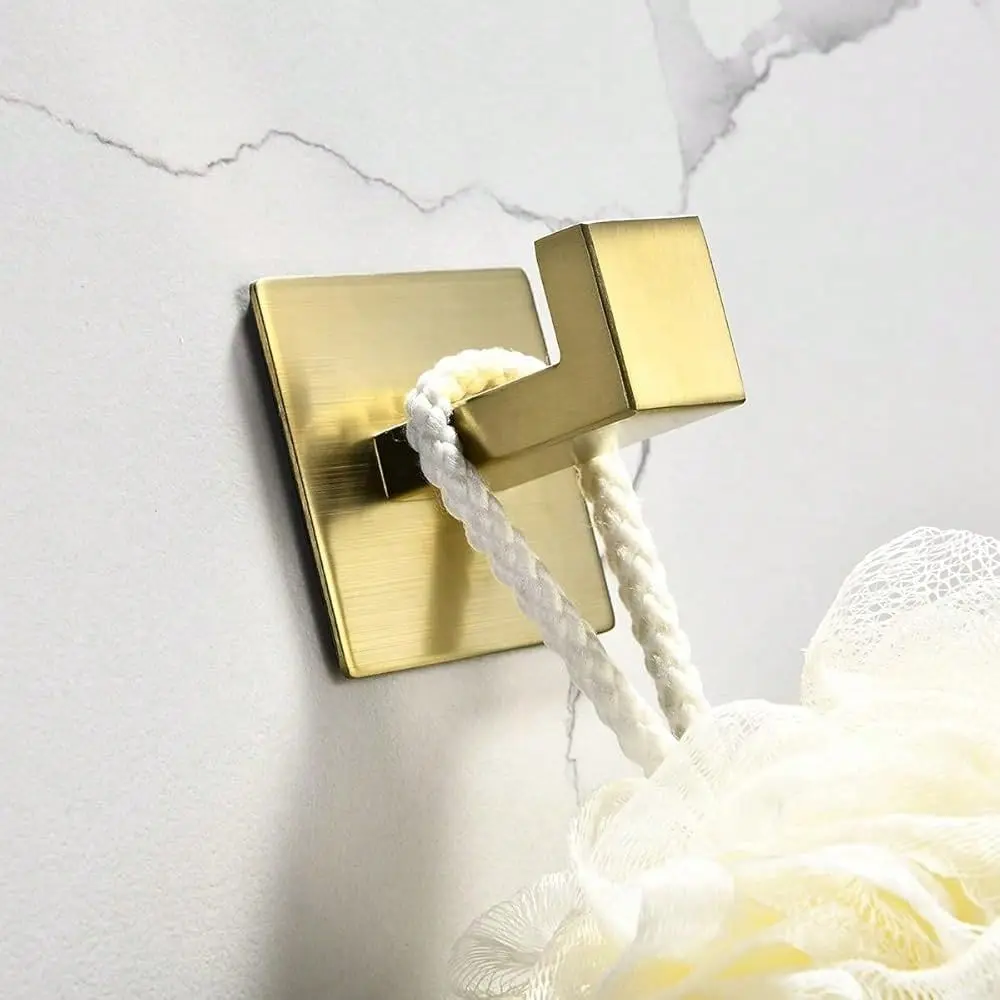 

Square Towel Hooks Robe Hook Holder SUS 304 Stainless Steel Bath Kitchen Door Wall Stick On Coat Hooks For Hanging Se Adhesive,