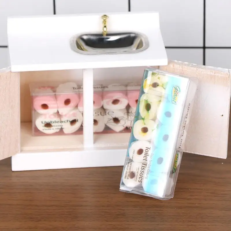 Conjunto de Rolos de Papel Higiênico em Miniatura para Casa de Bonecas 1/12, Modelo de Papel Higiênico para Banheiro, Acessórios de Decoração para Cas
