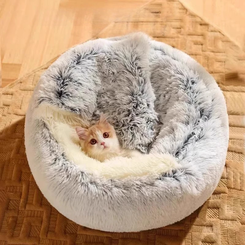 Quente fofo casa de gato inverno aconchegante macio pelúcia cama móveis acessórios suprimentos coisas caixa de arena para gato animais de estimação produtos