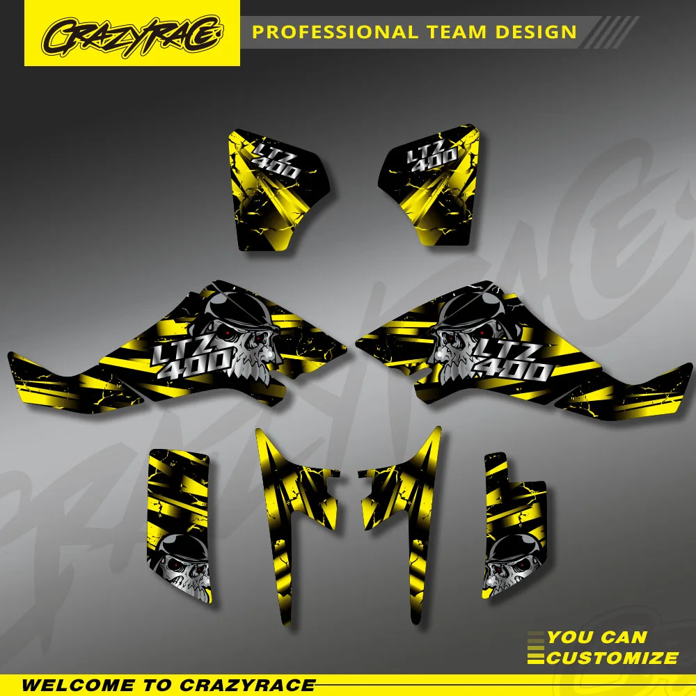 Motorcycle Background Graphic Stickers Decals Kit DECO Dekor For Suzuki LTZ 400 2003 2004 2005 2006 2007 2008 Custom design