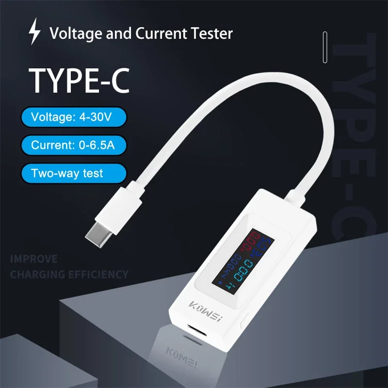 KWS-065C DC Type-C Tester 4-30V Voltage Meter Ammeter Digital Monitor Cut-off Power Indicator Bank Charger 2-directions Tester