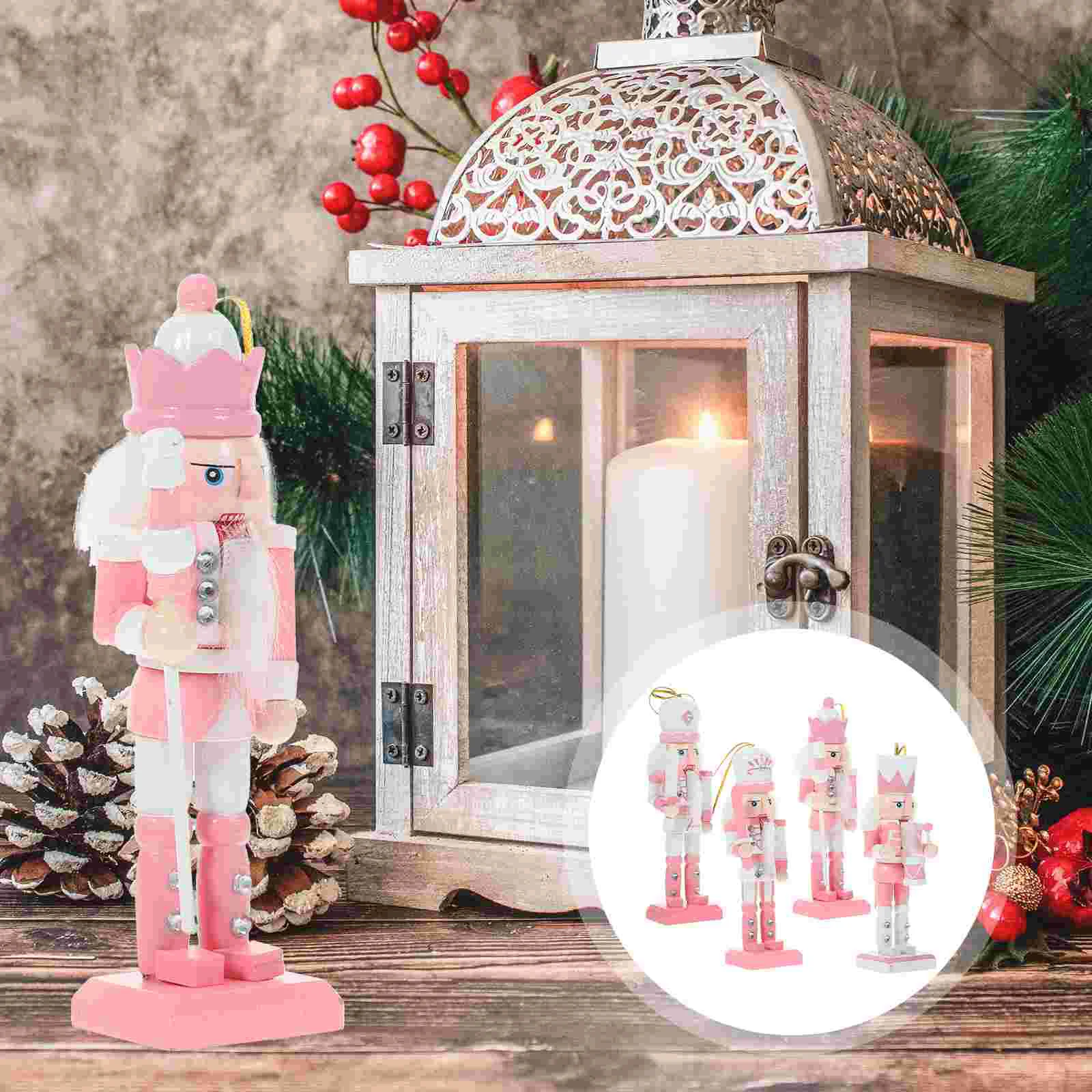 

Neutral Home Decor Nutcracker Pendant Toys Christmas Pink Wood Xmas Nutcrackers