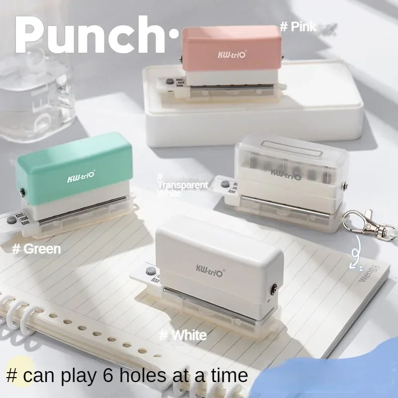 6-Hole Paper Puncher For Handicrafts Card Craft A4 A5 B5 Loose-leaf Hole Handheld Punch Creative Stationery Tools Office Gadgets